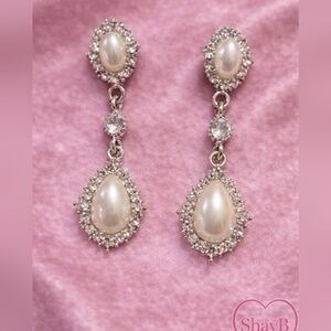 Silver and Pearl Drop Earrings